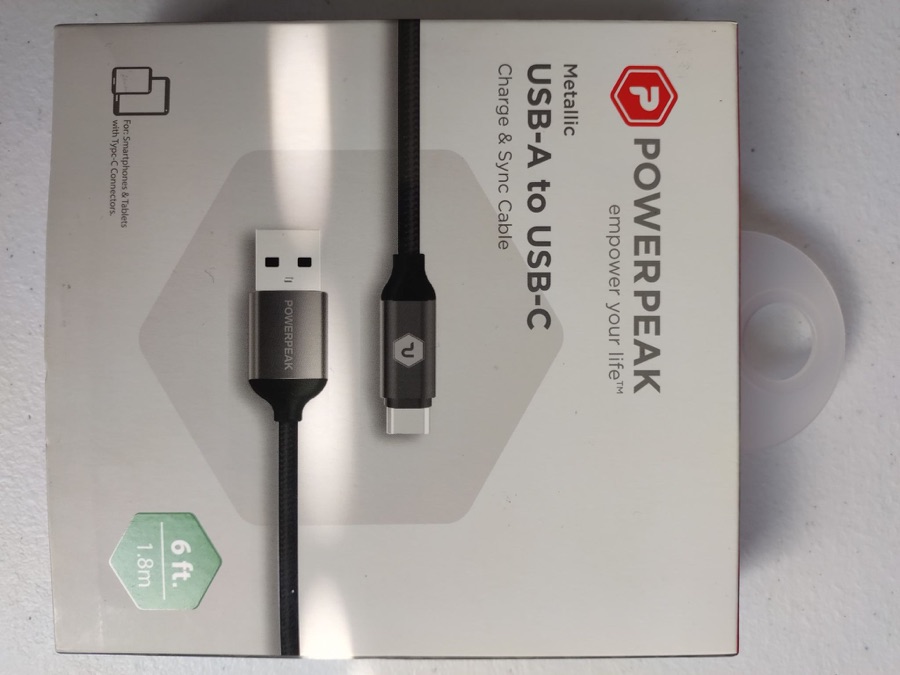 PowerPeak (6-Ft) USB to USB-C Charge & Sync Braided Cable